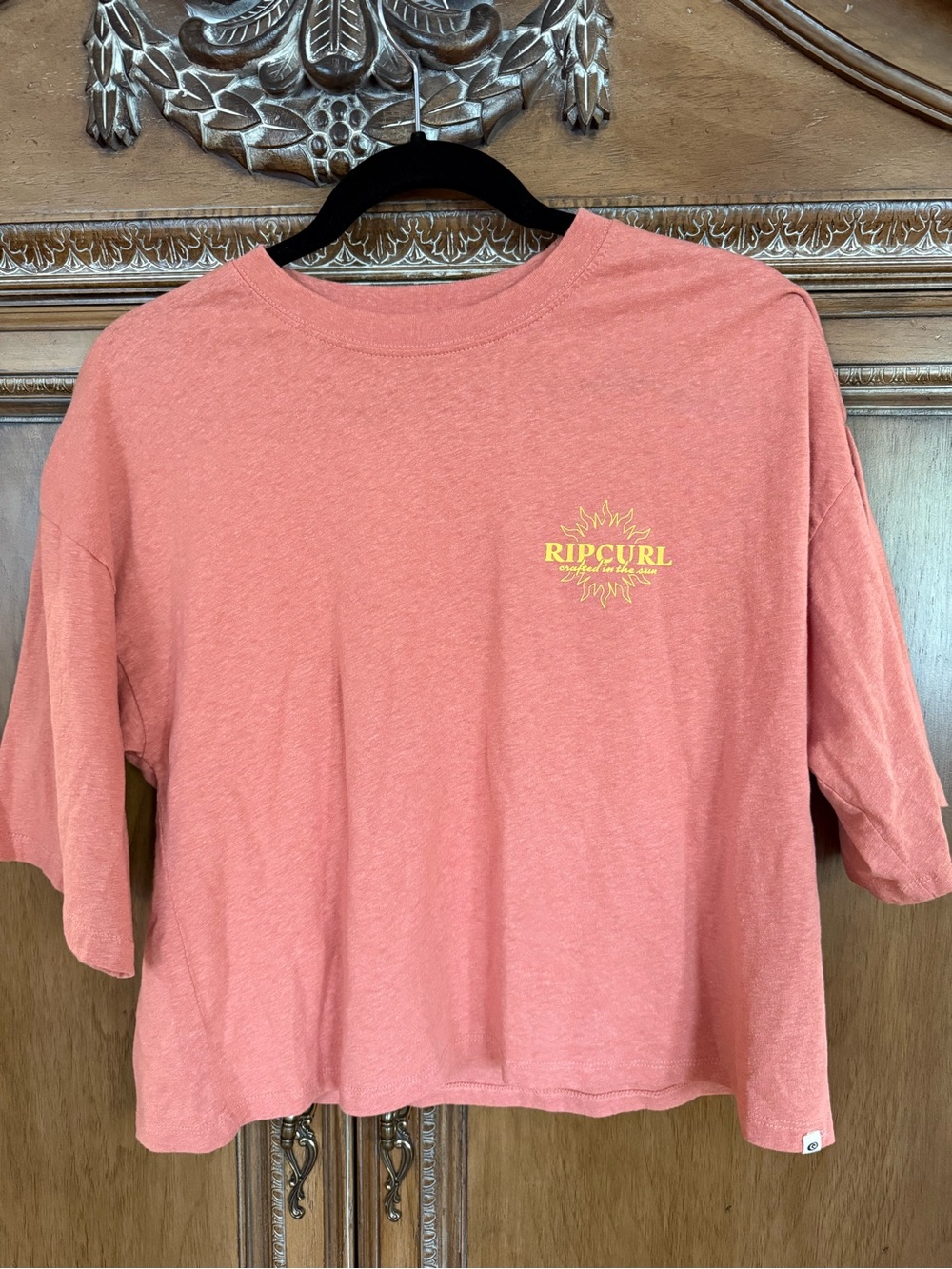 Rip Curl Coral Boxy Crop Tee with Yellow Sun Logo